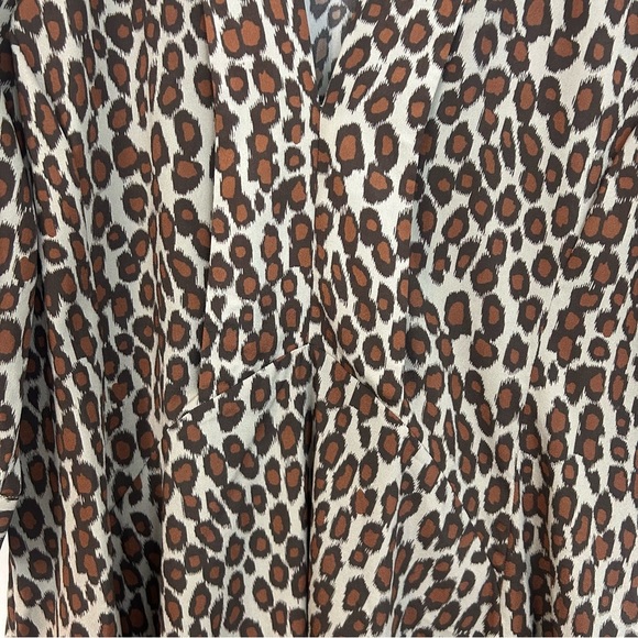 Derek lam Leopard/Animal Print Lightweight Flowy V-neck Dress Size Large - Picture 13 of 15
